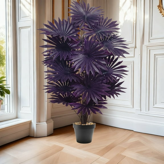 Artificial Potted Plant Tropical Tree with 24 Leaves, Realistic Faux Plants for Home Office Desk Shelf Indoor Decor, 33 Inch(Black)