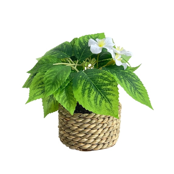 Artificial Potted Plant,Weather Resistant Fake Plant in Woven Basket Faux Greenery Decor for Home Tabletop Living Room Office Shelf