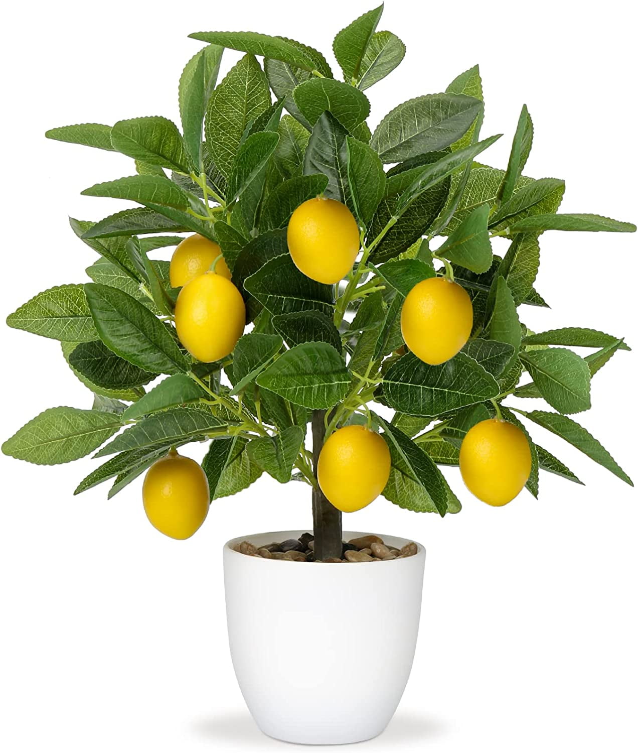 Artificial Potted Plants 15.7 inches Fake Lemon Tree with White Pot
