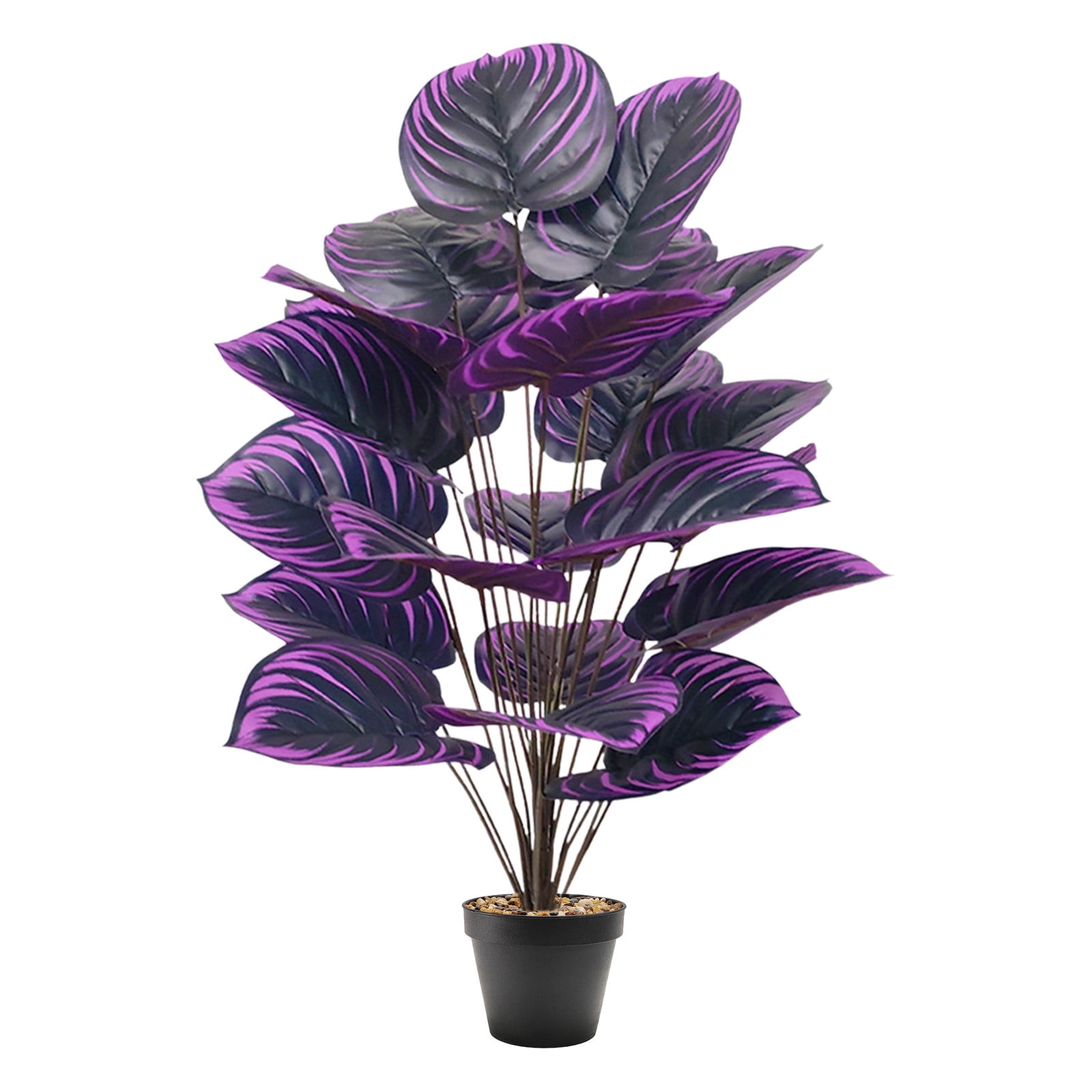 Artificial Potted Plants 33inch 24 Leaves PVC Fake Tropical Plants Realistic Faux Plants for Home Office House Desk Shelf Living Room Kitchen Decoration