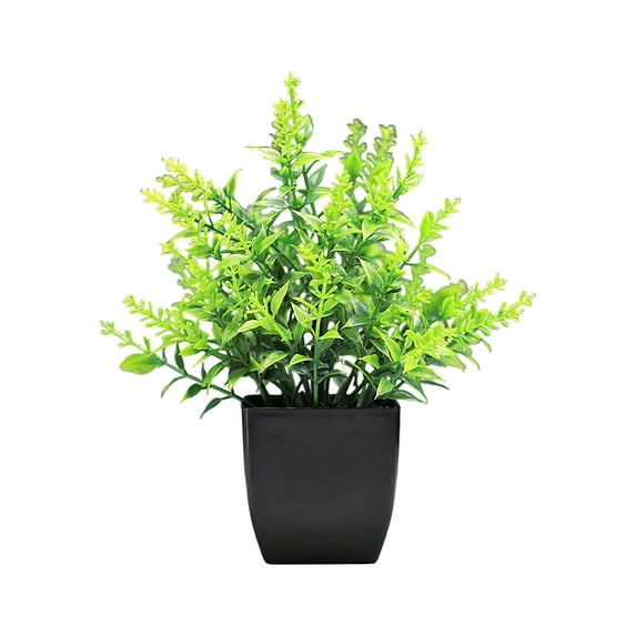 Artificial Potted Plants With Black Square Pot - Faux Lavender Greenery Decor, No Maintenance Required - For Home Shelves, Office Desks, Living Room Decor, Bathroom Accents