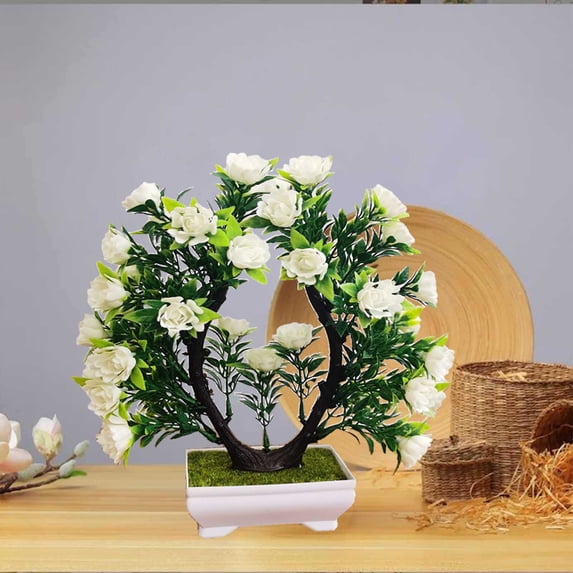 Artificial Potted Plants, Simulated Plants with Plastic Pots, Special Desktop Fake Flowers for Home Room Table Garden Mother's Day Decors Indoor Outdoor