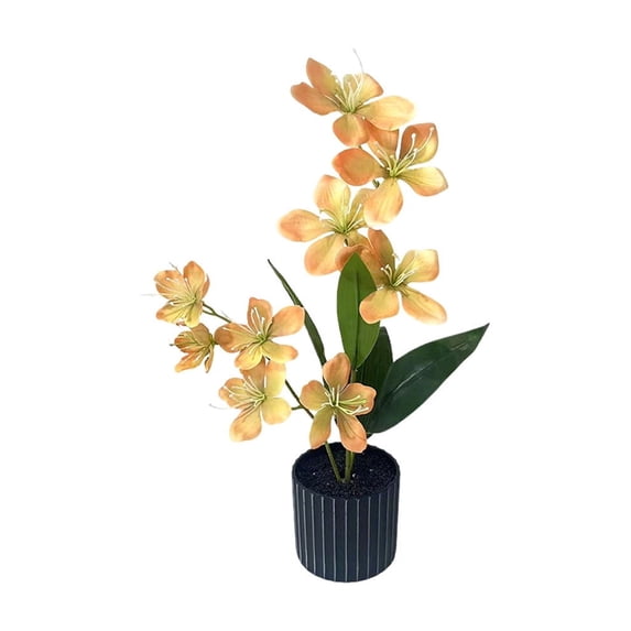 Artificial Potted Plants Faux Floral Arrangement In White Pot Decorative Fake Desk Plants For Home Office Centerpiece Model Orange
