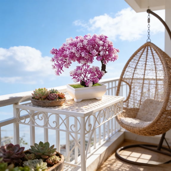 Artificial Potted Plants & Faux Flowers for Home Decor, Realistic Indoor Greenery, Desktop & Shelf Arrangements for Living Room, Dining Table, or TV Cabinet