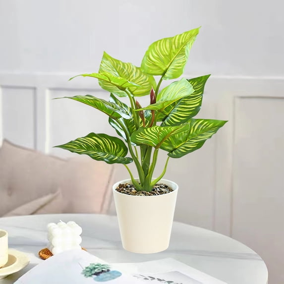 Artificial Potted Plants | Realistic Fake Green Plants for Home Decor | Desk & Bookshelf Decoration | Indoor Greenery | Plastic Faux Plants | 12.2 Inch Tall