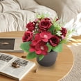thumbnail image 1 of Artificial Potted Plants Set of 6 | Small Plastic Flower Decor | Lifelike Faux Floral Arrangements for Home Office Desk | 10.24 Inch Bonsai Style Decorations, 1 of 6