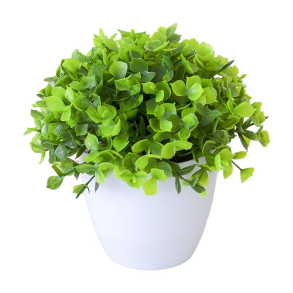 Artificial Potted - Small Bonsai Tree with Realistic Bamboo Leaves and Grass, Miniature Desktop Decor for Home, Office, and Tabletop Landscape Displays