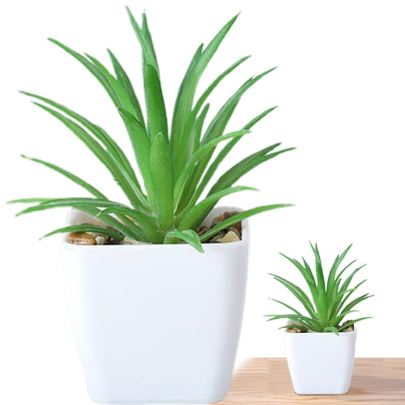 Artificial Potted Plants Square White Pots Faux Greenery Home Bathroom Desk Shelf Decor