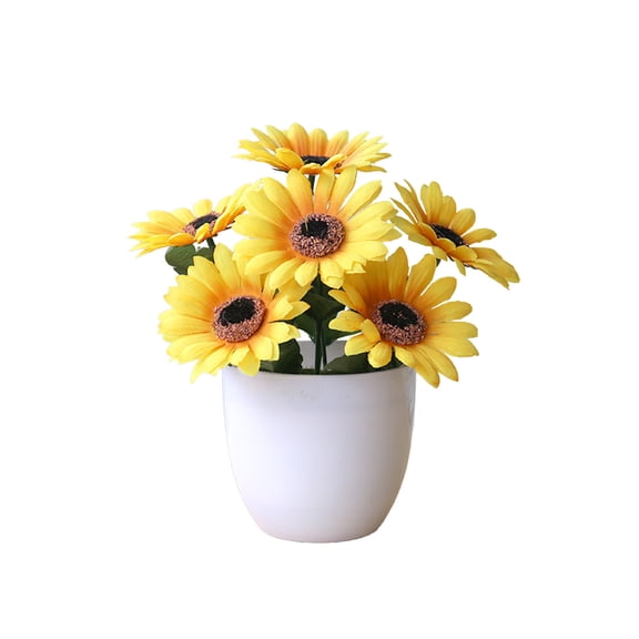 Artificial Potted Plants, Sunflower Decor, Yellow Fake Flower in Pots, Artificial Sunflower Bonsai for Indoor Bathroom Home Kitchen Rustic Table Centerpiece Shelf Decor - A
