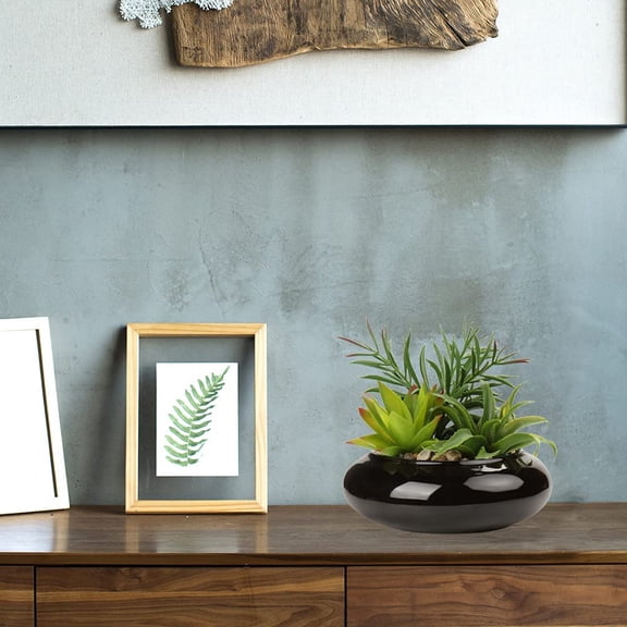 Artificial Potted Succulents + Large Faux Plants in Black Ceramic Pot, Great for Home, Office, Living Room, Bathroom & Indoor/Outdoor Decor