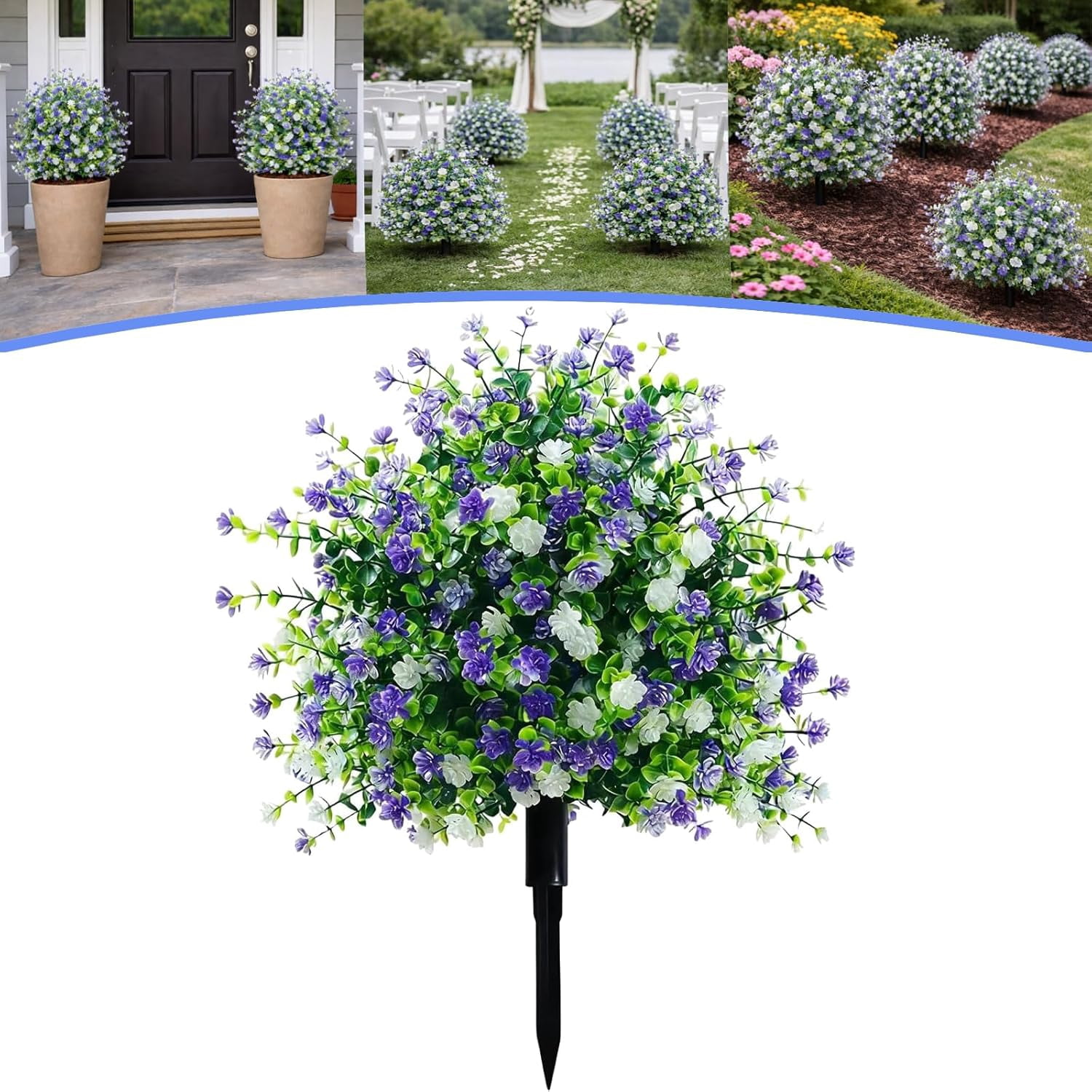 Artificial Potted Trees with Ground Stakes, UV Resistant Outdoor Faux Camellia Plants, Lifelike Artificial Flower Potted Shrubs for Front Porch, Patio, Garden & Yard Decor (#A*1)