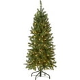 Artificial PreLit Slim Christmas Tree, Green, Kingswood Fir, White