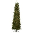 Artificial PreLit Slim Christmas Tree, Green, Kingswood Fir, White