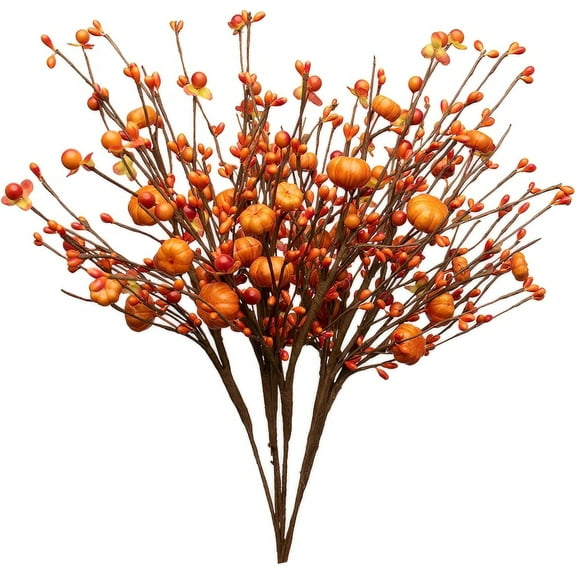Artificial Pumpkin Branches,6 Pcs Christmas Tree Ornaments,Christmas Decoration,Artificial Berry Stems,Fall Berry Stems
