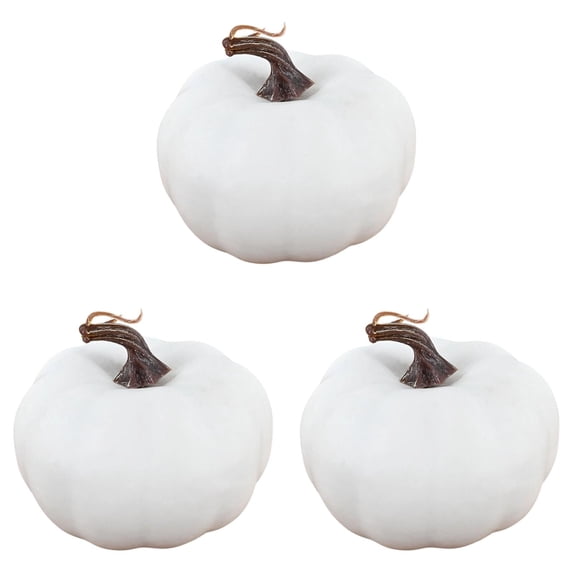 Artificial Pumpkin,Fake Halloween Pumpkin,Faux Autumn Fall Pumpkin Decoration,Artificial Lifelike Halloween Pumpkin,Fake Pumpkin Decor for Fall Wedding Thanksgiving Halloween Decorations,White 3PCS