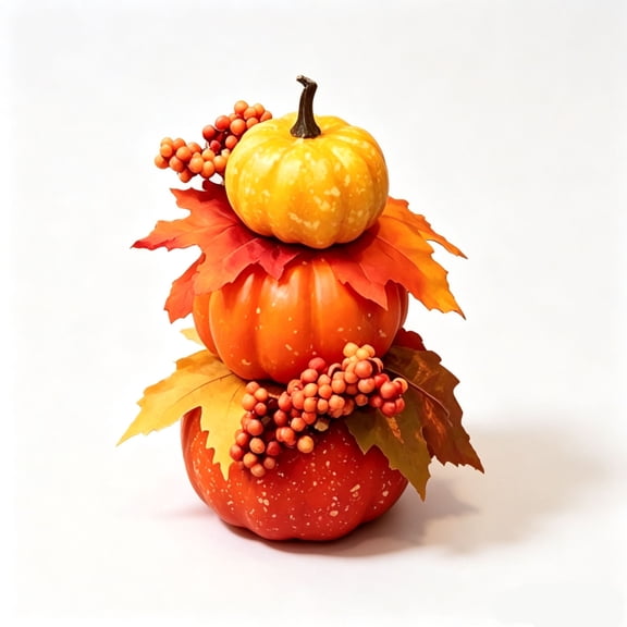 Artificial Pumpkin Fall Décor - 3 Tiers Fall Stacked Pumpkins for Front Porch Decor,7.1X4.1In