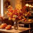 thumbnail image 1 of Artificial Pumpkin Maple Leaf Floral Stems 21 Inch, Fall Thanksgiving Harvest Vase Arrangement, Faux Autumn Foliage Branches for Home Table Centerpiece Kitchen Mantel Decor, 1 of 6