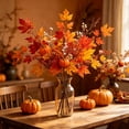 thumbnail image 1 of Artificial Pumpkin Maple Leaf Floral Stems 21 Inch, Fall Thanksgiving Harvest Vase Arrangement, Faux Autumn Foliage Branches for Home Table Centerpiece Kitchen Mantel Decor, 1 of 6