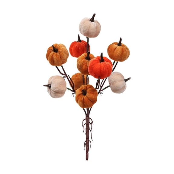 Artificial Pumpkin Picks Mixed Velvet And Solid Color Branches For Vase Arrangement Thanksgiving Fall Table Decor 1 Count