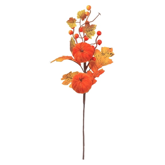 Artificial Pumpkin Picks, Velvet Pumpkin Stems, Maple Leaf Halloween Picks, Artificial Fall Pumpkin Branches with Flexible Wire Stem for Vase,Centerpiece, Wreath, Mantel, Farmhouse Thanksgiving Decor