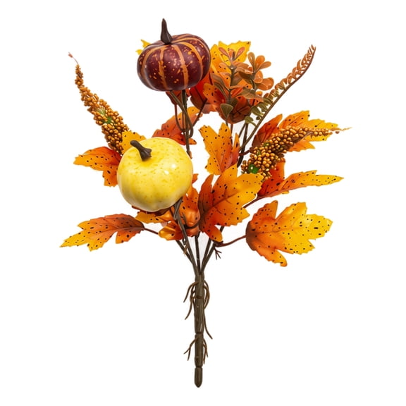 Artificial Pumpkin Stems Autumn Maple Leaves Sticks Fake Berry Plant Branches for Home Weeding Vase Floral Arrangement Harvest Thanksgiving Holiday Decor