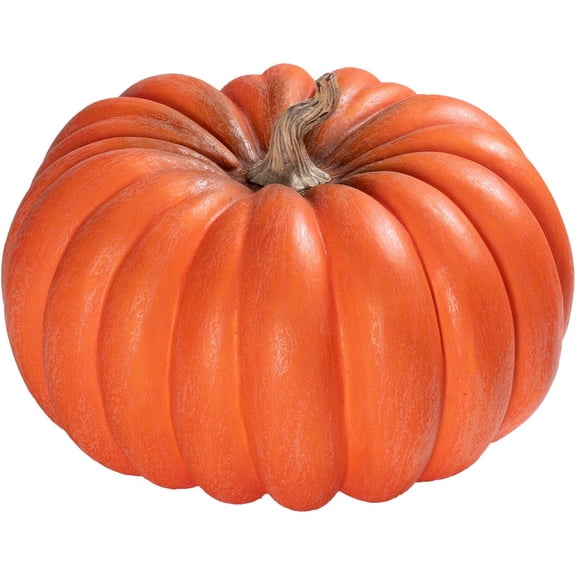 Large Fake Orange Faux Pumpkin, Realistic Lifelike Harvest Fall Decoration, Hard Foam Vegetable Ornament for Halloween Autumn Festival Home Table Porch Indoor Outdoor Decor