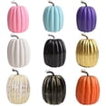 thumbnail image 1 of Artificial Pumpkins DIY Decorative 8.7 Inch Engravable Silver Metallic Fake Pumpkin, premium craft pumpkin, Halloween Artificial Pumpkins Decorating for custom Halloween Thanksgiving table decor, 1 of 5