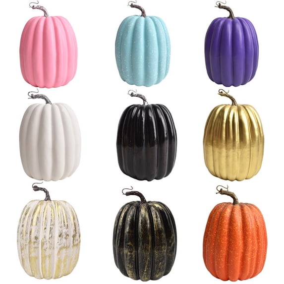 Artificial Pumpkins DIY Decorative 8.7 Inch Engravable Silver Metallic Fake Pumpkin, premium craft pumpkin, Halloween Artificial Pumpkins Decorating for custom Halloween Thanksgiving table decor