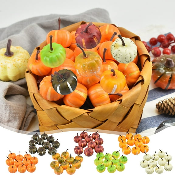 Artificial Pumpkins Fall Decor, 10 Pack Mini Lifelike Cucurbit Gourds for Thanksgiving Table Centerpiece, Halloween Home Garden Display, Autumn Harvest Mantel Decorations for Seasonal Akmoler