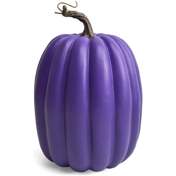Artificial Pumpkins Halloween & Fall Decor - Pumpkin Decorations for Home, Porch, Table - Pink, Blue, Purple Autumn Decor - Indoor/Outdoor Plastic Pumpkins for Wedding & Baby Shower (Purple)