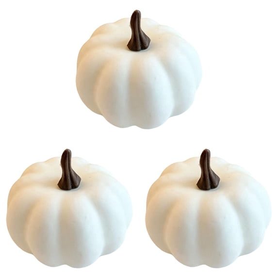 Artificial Pumpkins Lifelike Pumpkins,Fake Pumpkins Decor,White Plastic Pumpkins With Natural Textured Reusable Fall Halloween Decorations For Table Mantel Porch,3 PC