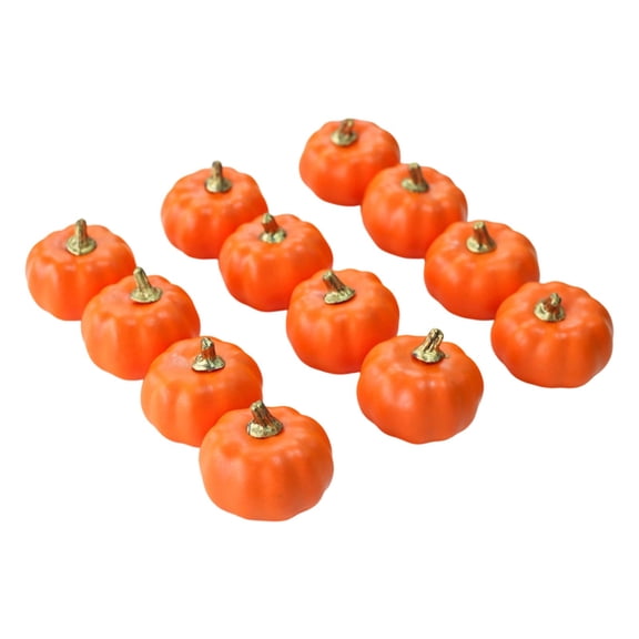 Artificial Pumpkins Set, 12 Pcs Assorted Small Pumpkins Realistic Fall Decorative Pumpkins for Halloween Thanksgiving Home Kitchen Table Garden Outdoor DIY Crafts, Orange