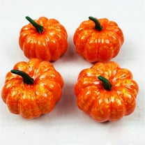 Artificial Pumpkins Set Harvest Decoration, 4pcs Assorted Size Orange Pumpkins Realistic Pumpkins for Halloween Thanksgiving Autumn Festive Party Supplies
