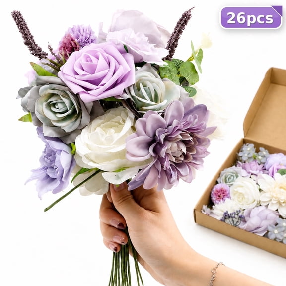 Artificial Purple Flower Combo Set for Weddings,Baby Shower and Home Decor
