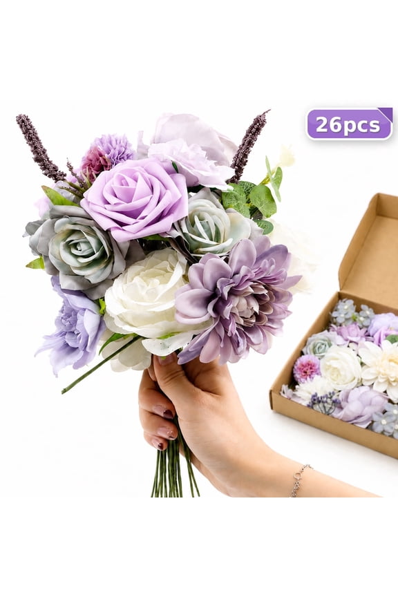 Artificial Purple Flower Combo Set for Weddings,Baby Shower and Home Decor