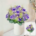 thumbnail image 1 of Artificial Purple Roses Bouquet | 13.39 Inch Faux Plastic Flowers for Home Decor Wedding Centerpiece Party Venue Indoor Decoration, 1 of 8