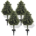 Artificial Pyramid Boxwood Topiary with Ground Stake(4 Pack), UV ...