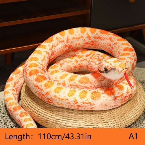 Artificial Python Plush Toy Long Snake Yellow Orange Green Python Plush Toy