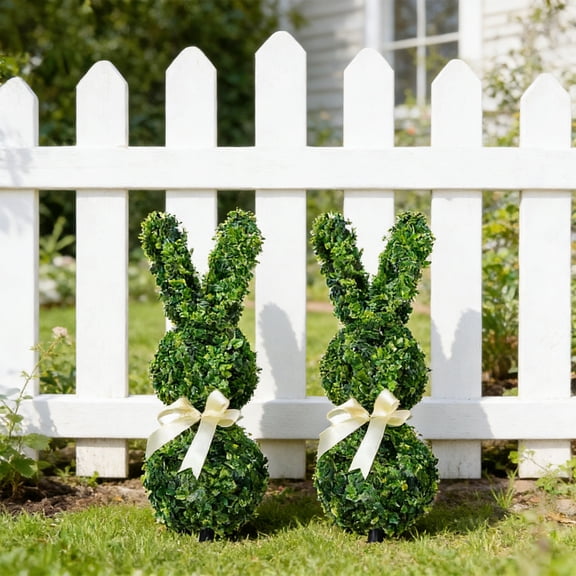 Artificial Rabbit Topiary Trees, Easter Bunny Topiaries, Boxwood Bunny Topiary Outdoor, Faux Boxwood Trees for Porch, Outdoor & Indoor, Easter Decor