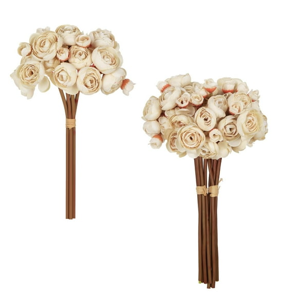 Artificial Ranunculus Bouquets Silk Flowers,with Stems 12PCS Faux Mini Fake Flowers,Wedding Bouquet