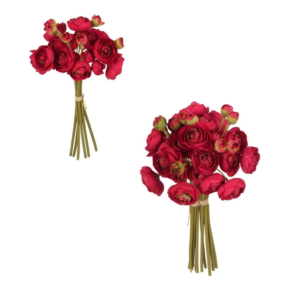 Artificial Ranunculus Bouquets Silk Flowers,with Stems 12PCS Faux Mini Fake Flowers,Wedding Bouquet