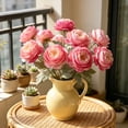 thumbnail image 1 of Artificial Ranunculus Flower Stems - Realistic Fake Peony Bouquet, Home Wedding Party Table Centerpiece Vase Decor, Hot Pink, Ccwuwei, 1 of 6