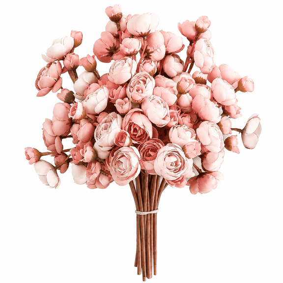 Artificial Ranunculus Flowers, 18 Pcs 11 Inch Dusty Rose Faux Silk Stems for Wedding Bouquets & Centerpieces
