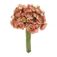thumbnail image 1 of Artificial Ranunculus Flowers, 18pcs Coffee Faux Silk Flower for Bouquet Home Wedding Centerpieces, 1 of 5