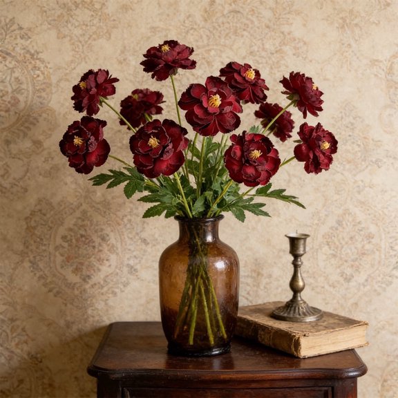 Artificial Ranunculus Flowers Bouquet 3 Head Stems, High End Faux Peony Spray for Home Wedding Office Decoration
