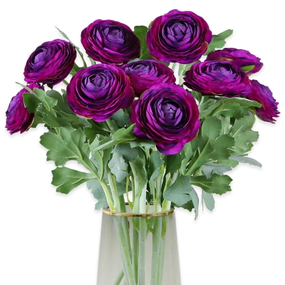 Artificial Ranunculus Flowers with Real Touch Stem, Silk Ranunculus Flowers(10 Pack) (Red)