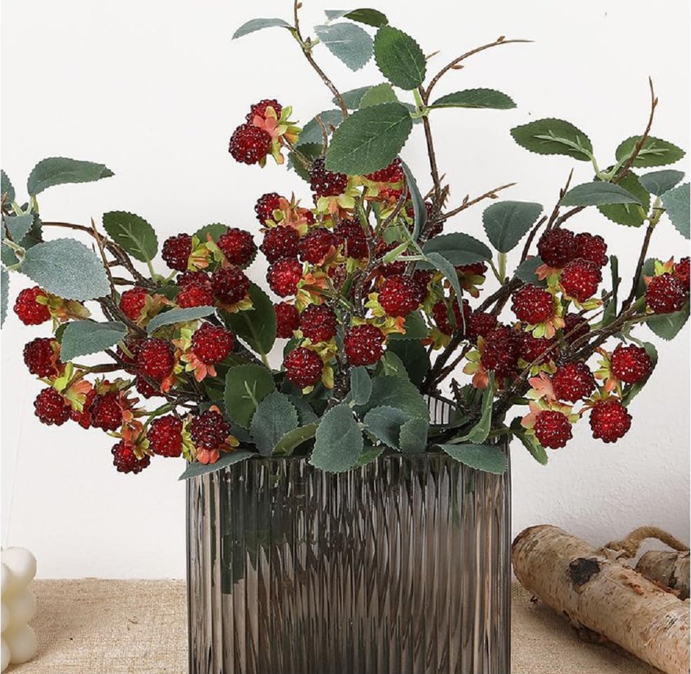 Artificial Raspberry Plant Stems Simulated Berry Bouquet for Home Decor ...