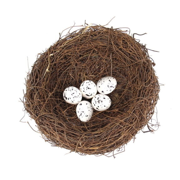 Artificial Rattan Bird Nest Set Decorative Easter Eggs and Twig Nest for Spring Table Centerpiece and Crafting 8 Inch