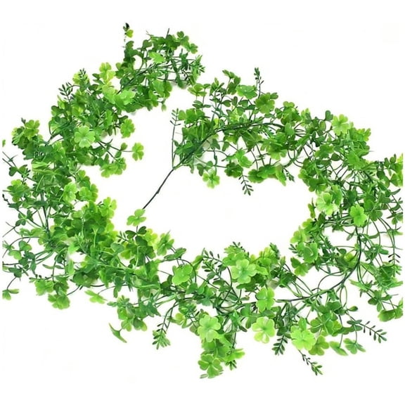 Artificial Rattan Floral Wreath 180Cm Large Shamrock Clover Pattern Semi-Handcrafted PE Material St Patricks Day Green Oversized Door Wall Wedding Photography Backdrop Decor Indoor Outdoor