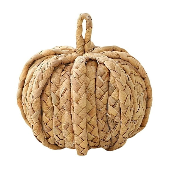 Artificial Rattan Hand-woven Pumpkin Balls, Straw-woven Pumpkin Ornament Festival Creative Tabletop Adornments For Home Living Room Decorations